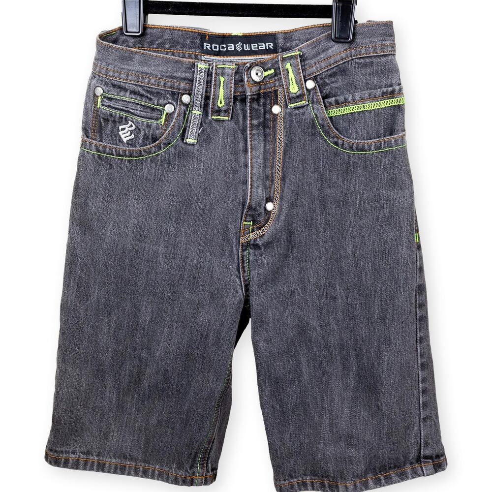 Rocawear Stonewash Gray Shorts Embroidered Girls 7